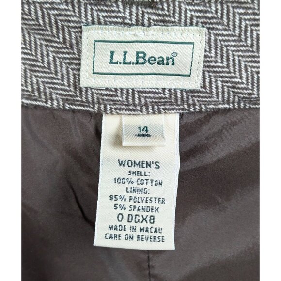 LL Bean Women's Size 14 Brown Herringbone Dress Pants Cotton Vintage Academia - Picture 3 of 3